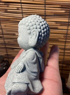 青砂石睡佛如来摆件中式摆养桌面茶盘禅可意放假山鱼缸造景装饰