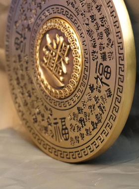 新款百福转转随身把玩办公客厅摆件双面螺旋铜件纯黄铜实心手把件