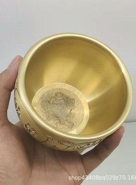 森舍创意黄铜招财百福缸聚宝盆卧室客厅书房桌面摆件纯铜百福水缸