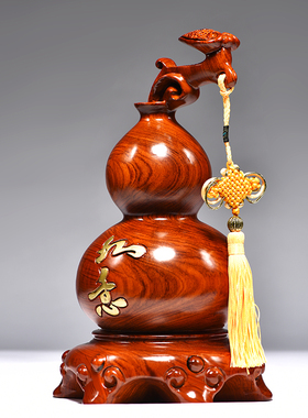 花梨木雕刻葫芦摆件如意葫芦家居实木装饰客厅摆设送礼红木工艺品