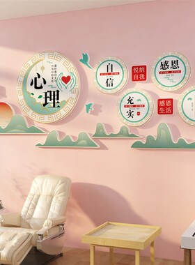 心理咨询室挂图画心灵驿站贴纸健康辅导留守儿童文化墙面布置装饰