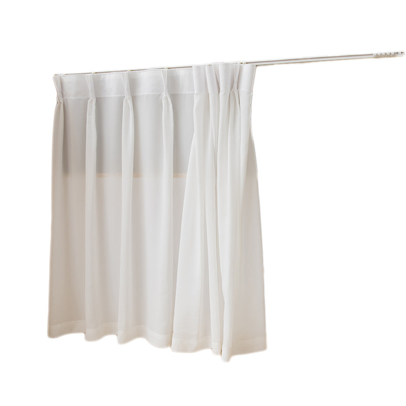 Free punching and pasting track white gauze self-adhesive wardrobe curtain short curtain half curtain bay window balcony dustproof customization