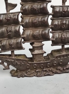 民间收藏龙舟一帆风顺摆件老旧货古铜器立体帆船老物件收藏