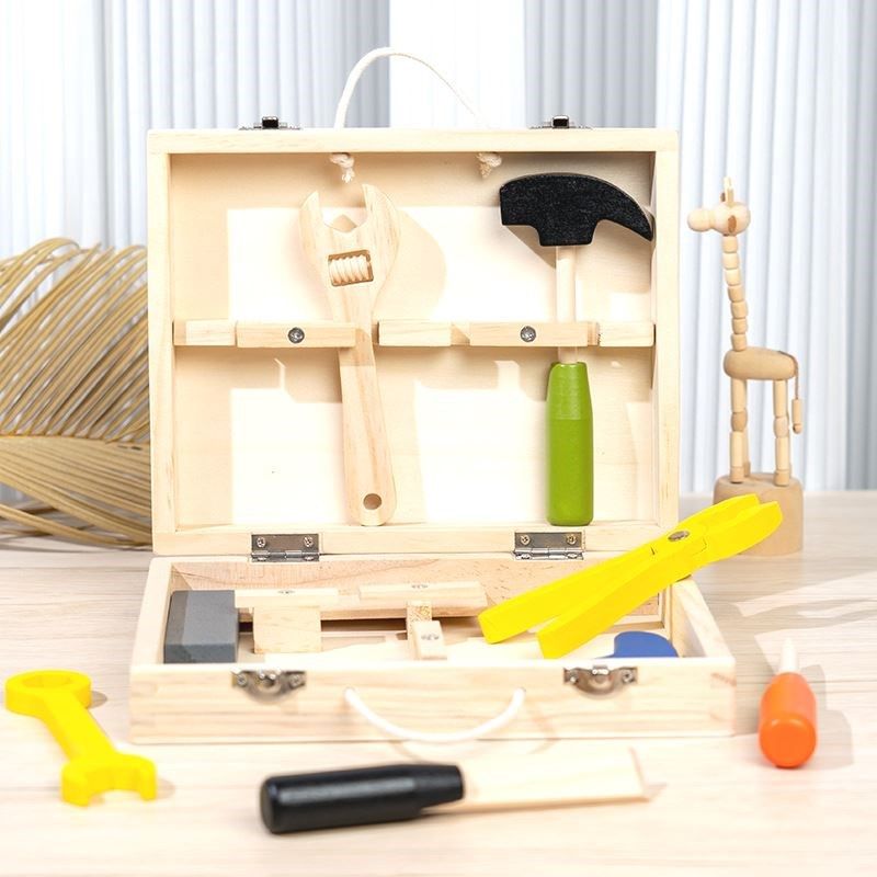 木制手提多功能维修套装组合工具箱 儿童智力过家家拆装螺母玩具,淘宝优惠券,粉丝福利购,淘宝优惠卷