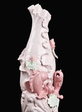 陶瓷大花瓶摆设家居客厅办公室桌面工艺装饰品现代简约插花瓶摆件