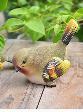 乡村田园手工彩绘多肉场景小鸟喜鹊摆件 花园露台趣味场景装饰