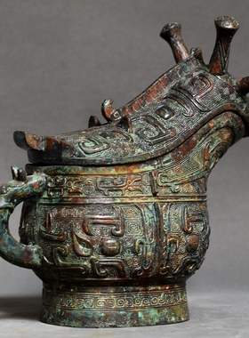 兽觥仿古青铜器折觥盛酒器礼铜复古装艺品工饰特色纯品办公摆件