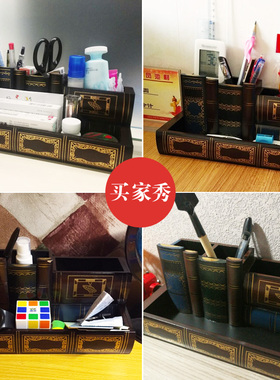 文具盒笔筒创桌时尚复古假书仿真书装 品饰书房办公室意面摆件