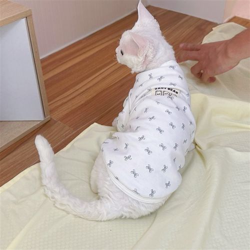 YH 德文猫无毛猫日式家居服睡衣 婴儿棉柔小蝴蝶结冬季新款 - 图1