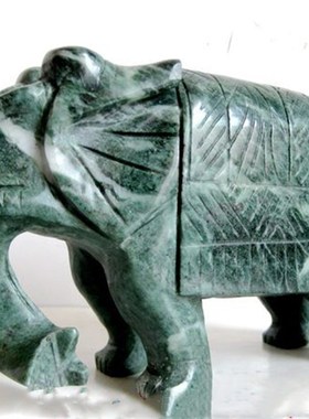 碧玉大象玉石象一对摆件客厅书房酒柜电视柜办公室桌面吉祥装饰品