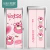 Strawberry bear cartoon whole elevator door sticker waterproof self-adhesive fireproof door sticker self-adhesive door wardrobe sticker customization