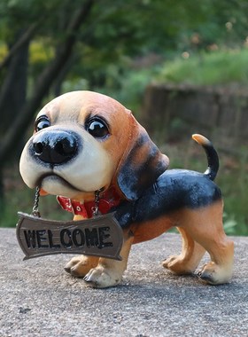 可爱迎宾摆件仿真创意小狗名犬客厅庭院花园前台玄关柜装饰工艺品