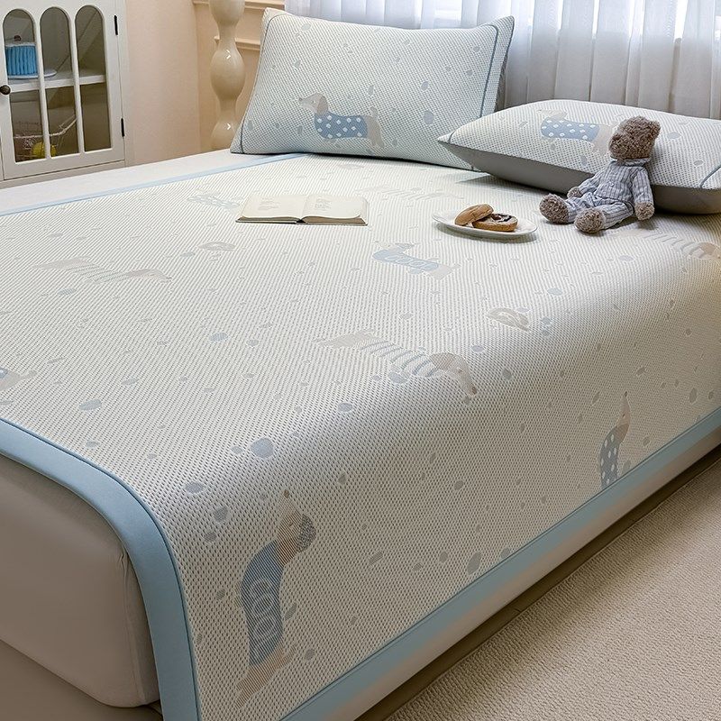 冰豆豆凉席夏天2025新款可机洗卡通儿童a类空调席子床笠款三件套,淘宝优惠券,粉丝福利购,淘宝优惠卷