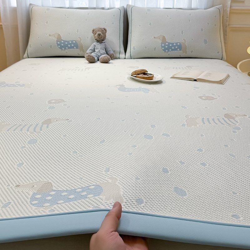 冰豆豆凉席夏天2025新款可机洗卡通儿童a类空调席子床笠款三件套,淘宝优惠券,粉丝福利购,淘宝优惠卷