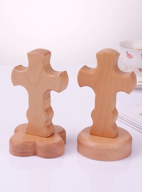 十字木质摆件架子黑胡桃书桌摆台简约现代木头实木定制刻字送礼