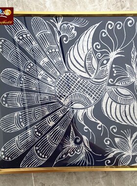 蜡染和绣片装框 装修装饰 铝合金画框 各种场所装饰 尺寸30*30CM