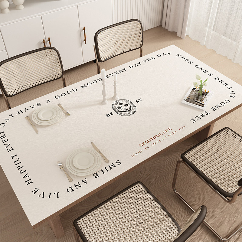 奶油风高级感餐桌垫免洗防水防油皮革pvc茶几桌面布桌布防烫隔热,淘宝优惠券,粉丝福利购,淘宝优惠卷