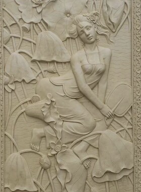 砂岩浮雕壁画美女雕塑玻璃钢树脂纤维人造石材壁画源头厂家出口