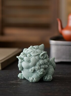 创意青砂石招装貔貅家居桌面吉祥物茶宠摆件微景观假山鱼缸财饰品