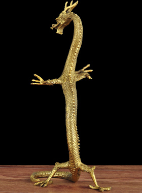 铜龙摆件招财立龙站龙家居客厅玄关办公室招财工艺品开业商务礼品