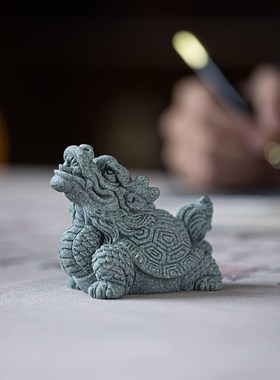 青砂石金钱小龙龟茶宠茶玩摆件创意假山鱼缸造景园艺盆栽桌面装饰