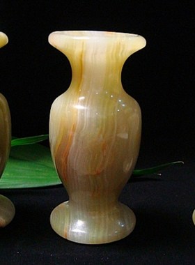 天然阿富汗原石面花瓶玉石小单件桌玉摆件白玉花瓶插花装饰品摆个
