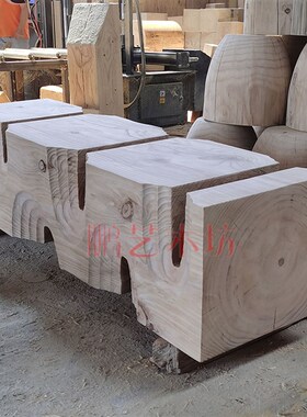 酒店大堂大型木雕摆件落地装饰品白色木柱子售楼处玄关雕塑艺术品