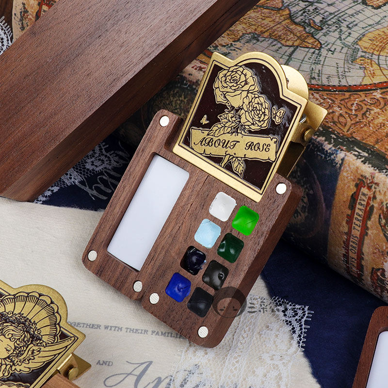 水彩颜料盒调色盒胡桃木盒15色24色 美甲颜料盒文艺摆拍道具便携,淘宝优惠券,粉丝福利购,淘宝优惠卷