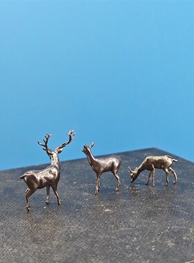 黄铜微景观仿真梅花鹿装饰摆设盆景园艺布景小鹿鱼缸假山造景摆件
