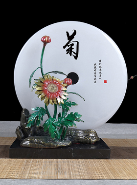 铜摆件玉石平安扣高档中式家居饰品开业送礼办公室桌面玄关送领导