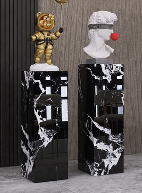 现代落地大理石摆台雕塑底座样板房酒店展厅走廊过道展示台摆件