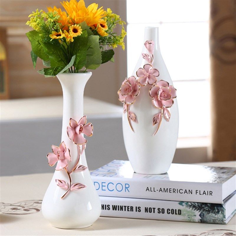 陶瓷插花花瓶摆件一对客厅桌面玄关餐桌水培婚房装饰家居工艺品,淘宝优惠券,粉丝福利购,淘宝优惠卷