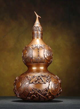 紫铜葫芦摆件中式铜家居办公室装饰品桌面摆设公司开业乔迁送礼