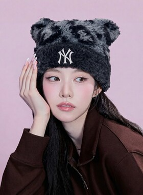 MLB猫耳帽毛线帽女款2026新款官方正品冬季保暖百搭冷帽针织帽