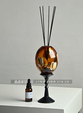 法式中古蛋形玻璃卫生间香薰摆件高级感小众奶油风装饰品摆件床头