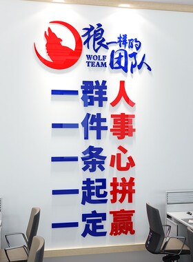 团队激励文化墙企业公司办公室励志狼性标语一群人创意立体墙贴画