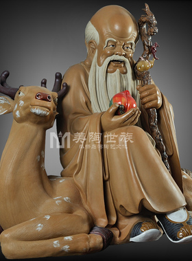 厅湾陶瓷公仔大石工艺送礼精品中式家居门客师装饰福禄寿星公摆件