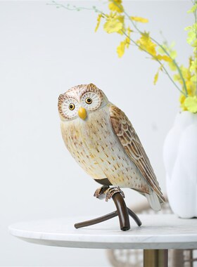田园创意铁艺猫头鹰雕塑金属动物猫头鹰工艺品书桌摆件花园装饰