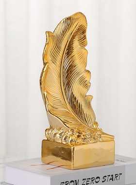 欧式金叶子摆件家里客厅酒柜陶瓷摆设办公室隔断博古架桌面装饰品