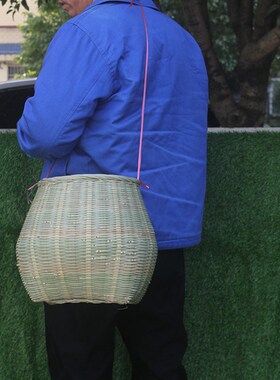 手工竹编采茶用竹篓竹篮竹筐竹鱼篓竹编织笆篓 箩箩筐