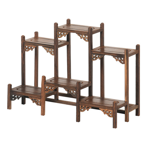 鸡翅木博古架小型实木中式摆件茶具叶置物紫砂茶壶多宝阁展示架子 - 图3