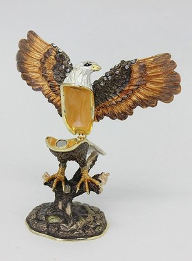 办公室摆件金属工艺品珐琅彩大鹏展翅老鹰家居小摆件书房装饰品