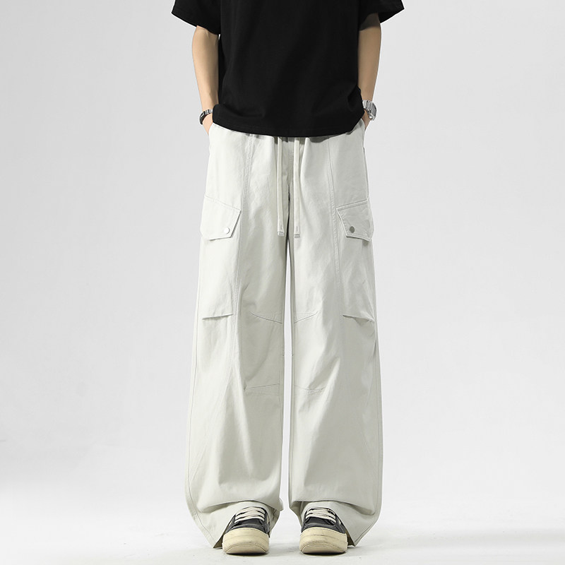 美式运动多口袋弯刀工装裤男春秋新款宽松直筒设计感阔腿休闲长裤,淘宝优惠券,粉丝福利购,淘宝优惠卷