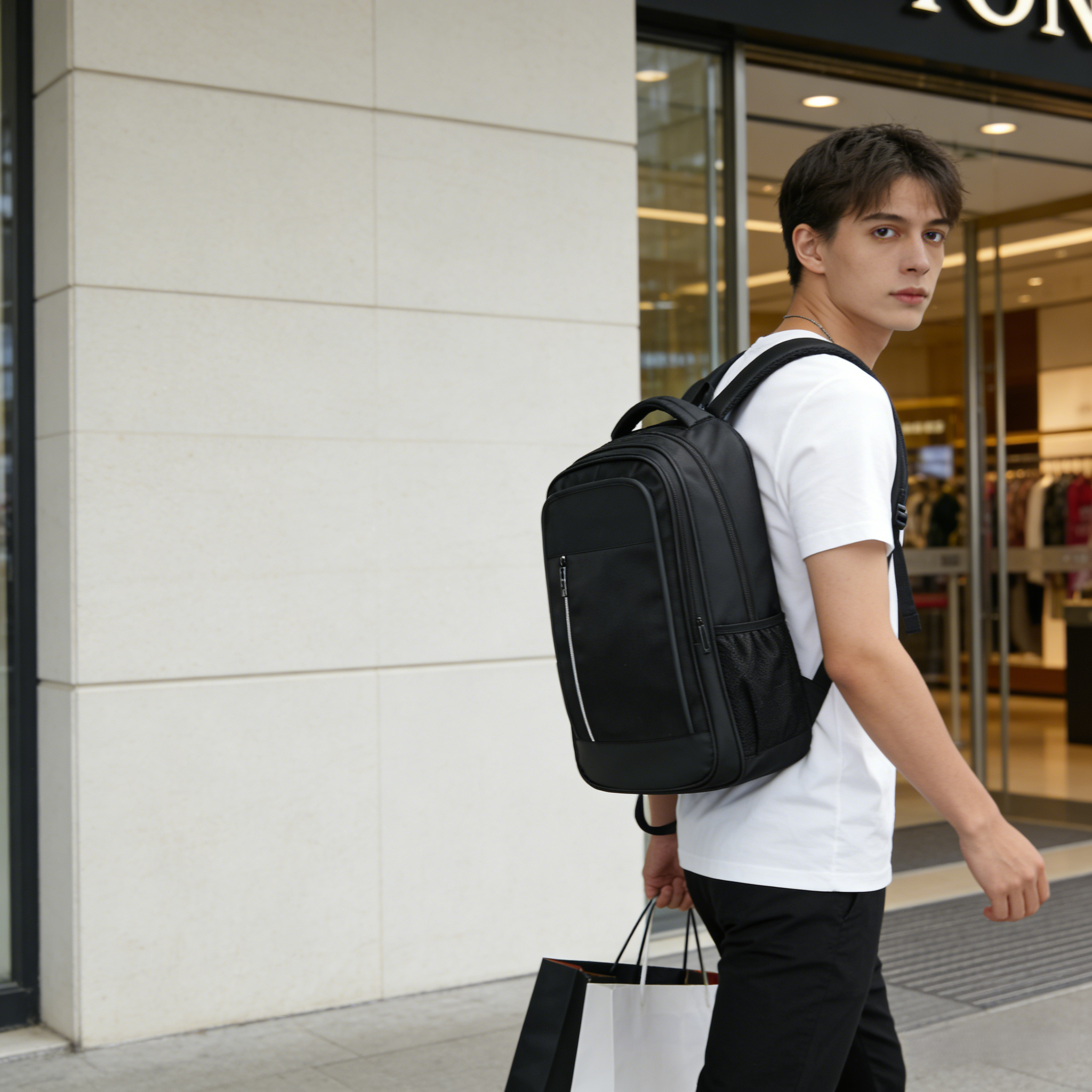 男士双肩包商务通勤大容量轻便多功能休闲简约防水减压电脑背包,淘宝优惠券,粉丝福利购,淘宝优惠卷