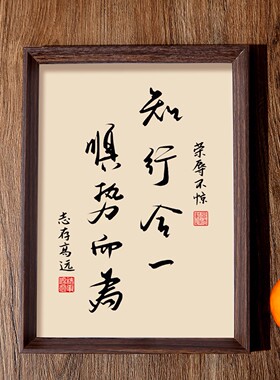 知行合一顺势而为书法相框