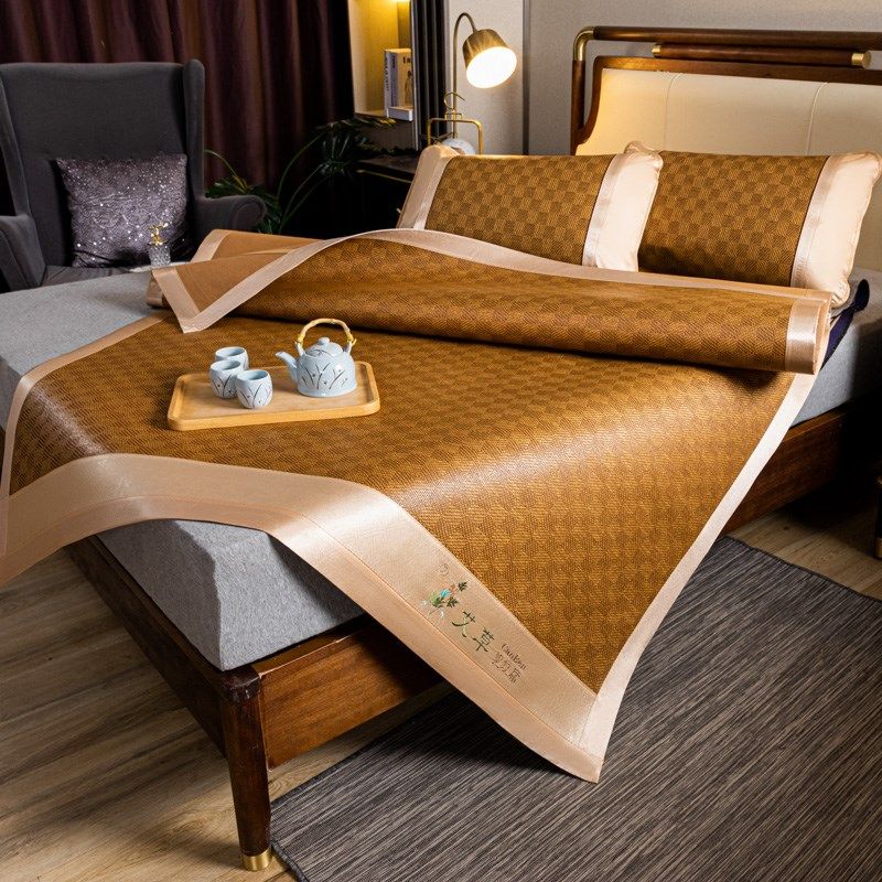 艾草冰丝凉席夏天藤席天然纯藤竹席草席床垫夏季老式席子冬夏两用,淘宝优惠券,粉丝福利购,淘宝优惠卷