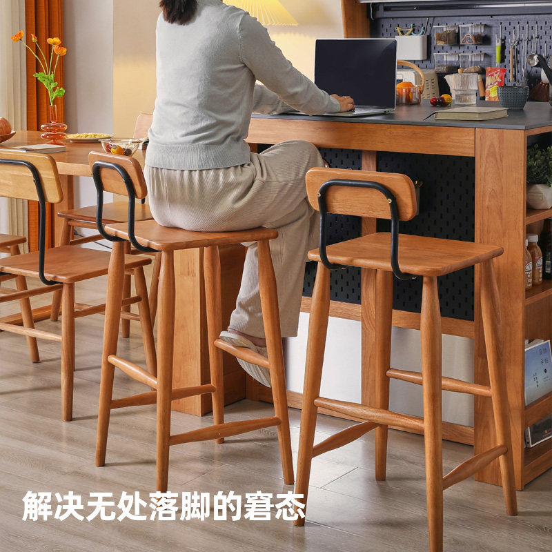 家逸吧台椅实木高脚凳家用酒吧前台椅靠背椅奶茶店高凳子高脚凳,淘宝优惠券,粉丝福利购,淘宝优惠卷
