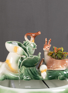 陶瓷鱼缸流水器养鱼盆循环水假山瀑布造景水缸摆件喷泉过滤器配件