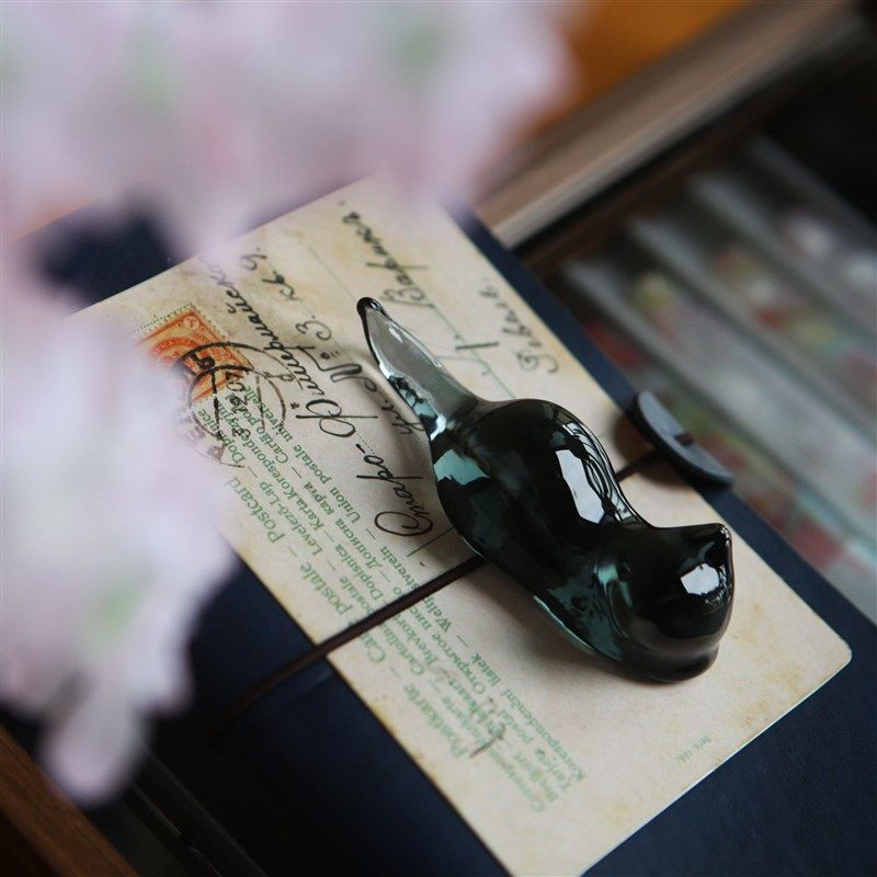 【七十二号笔家】 创意玻璃笔架玻璃笔搁水晶镇纸压纸架 小猫笔搁,淘宝优惠券,粉丝福利购,淘宝优惠卷