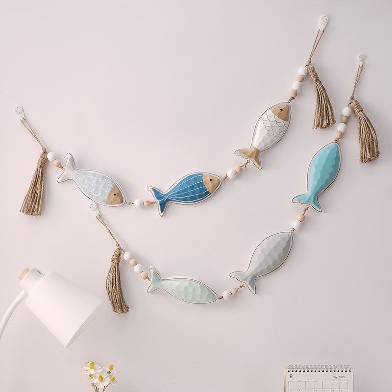 地中海风格鱼骨装饰挂件小鱼墙壁挂饰海洋风儿童房幼儿园墙面饰品,淘宝优惠券,粉丝福利购,淘宝优惠卷